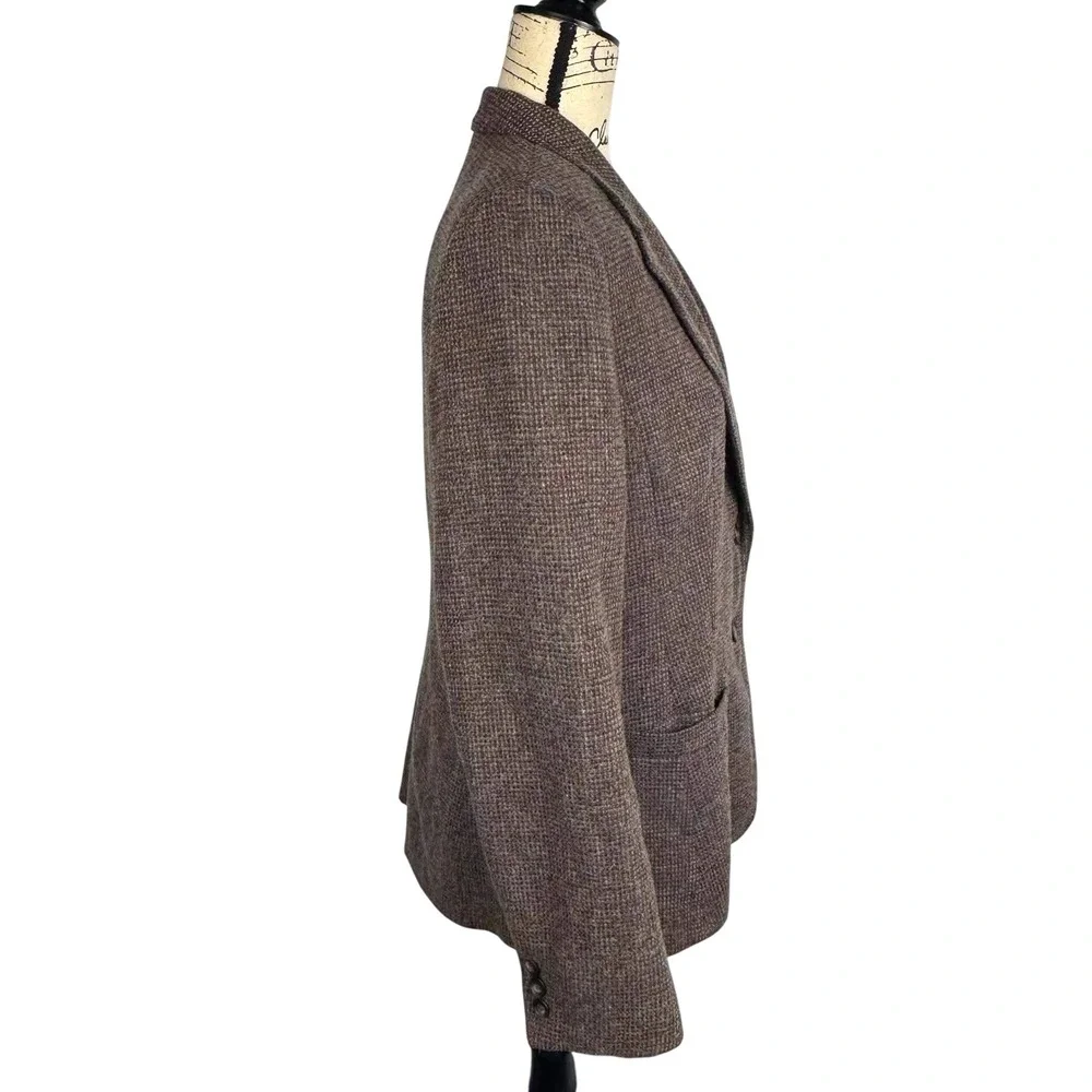 Vtg 70's Levi Strauss Co Wool Tweed Blazer Jacket Brown Sz 16 Cursive Label